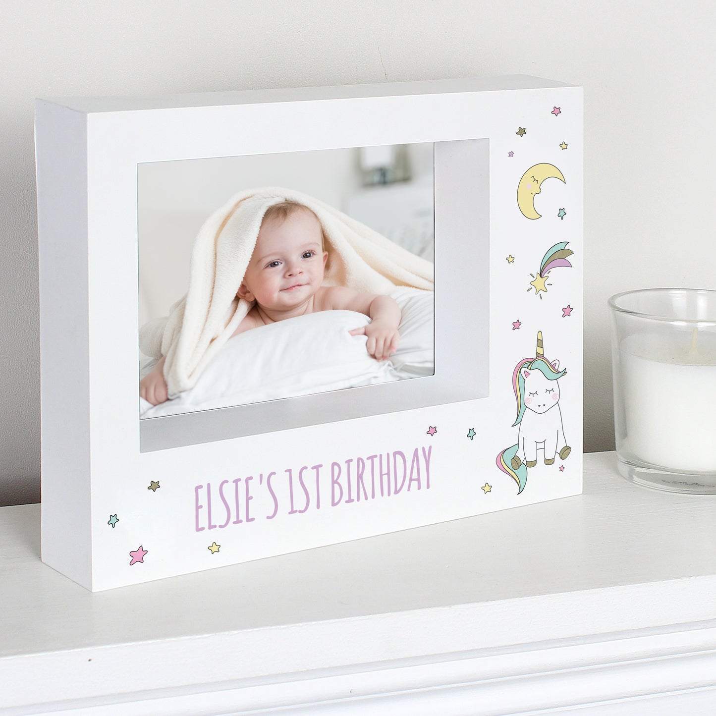 Personalised Baby Unicorn 7x5 Landscape Box Photo Frame - Personalise It!