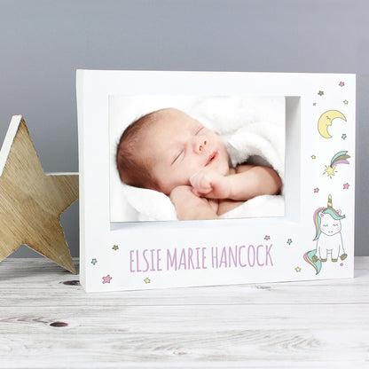 Personalised Baby Unicorn 7x5 Landscape Box Photo Frame - Personalise It!