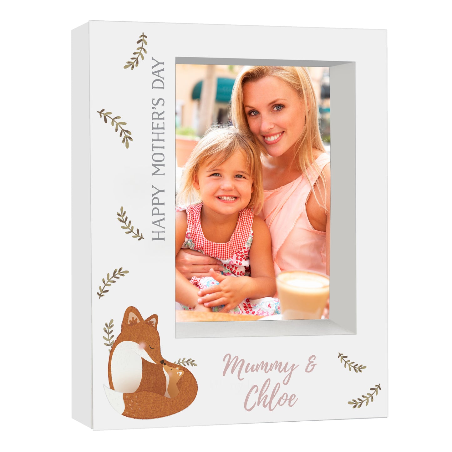 Personalised Mummy and Me Fox 5x7 Box Photo Frame - Personalise It!