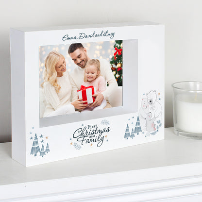 Personalised Polar Bear '1st Christmas As A Family' 7x5 Box Photo Frame - Personalise It!