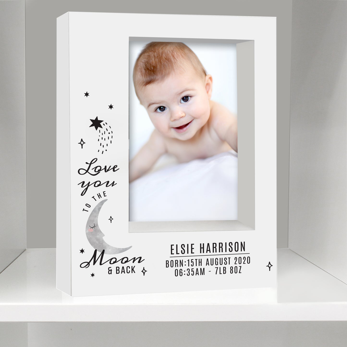 Personalised Baby To The Moon and Back 5x7 Box Photo Frame - Personalise It!