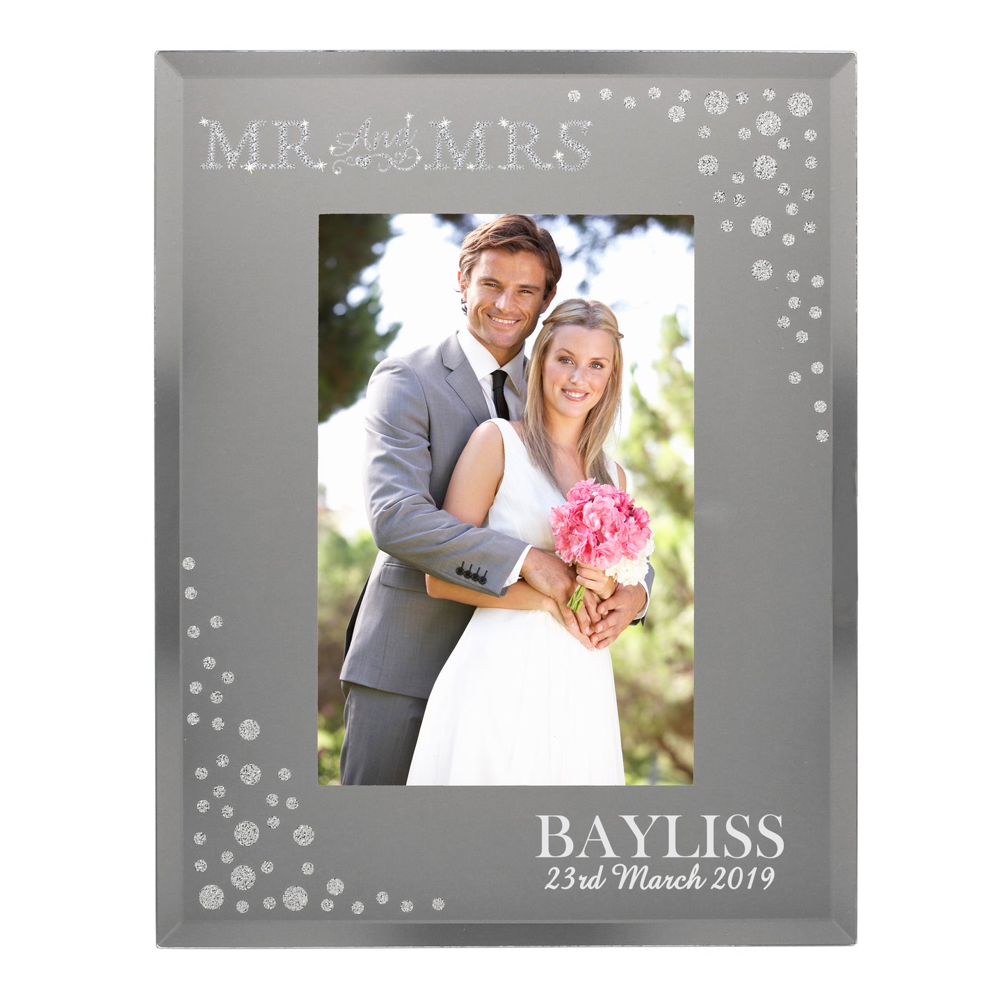 Personalised Mr and Mrs 4x6 Diamante Glass Photo Frame - Personalise It!