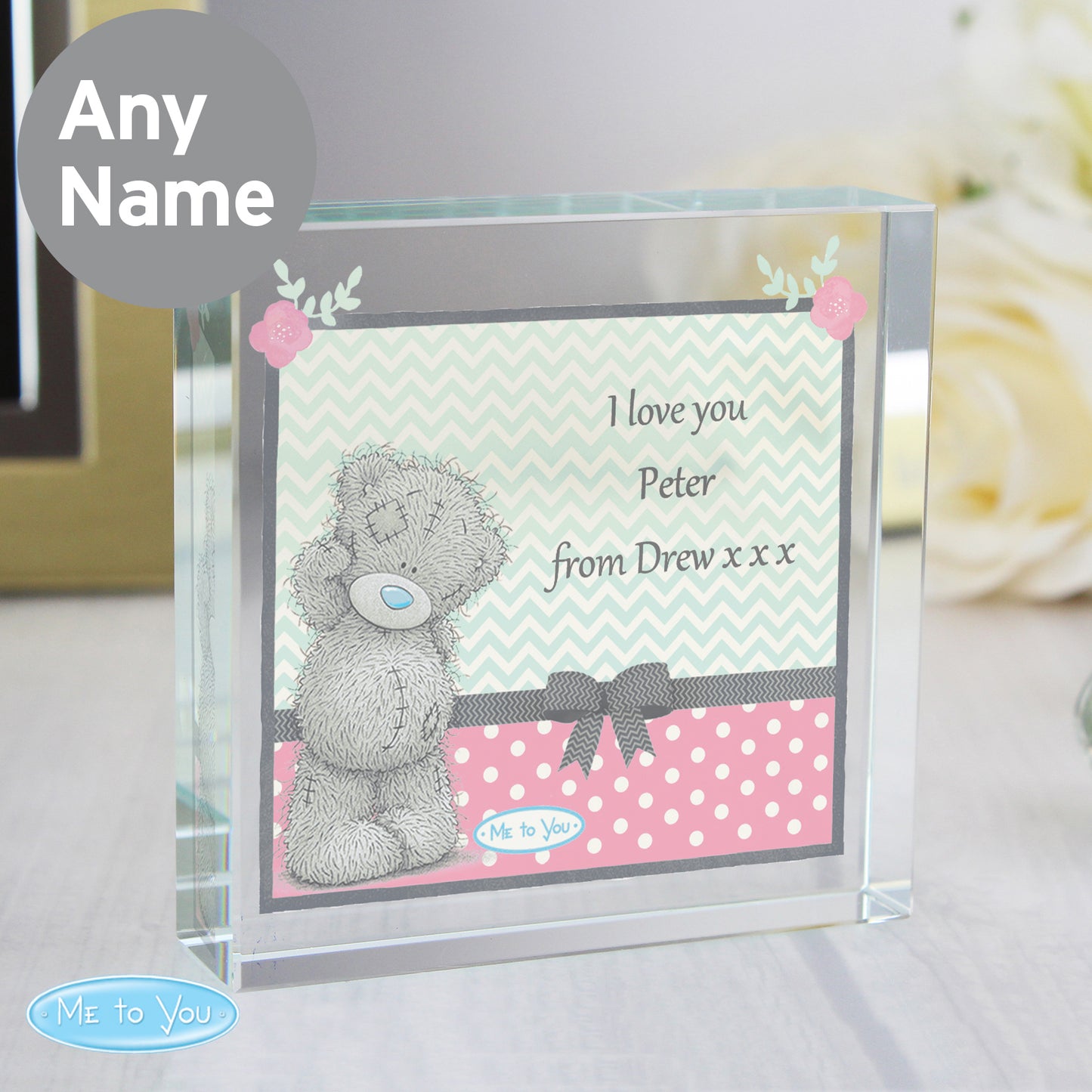 Personalised Me To You Pastel Polka Dot for Her Large Crystal Token - Personalise It!