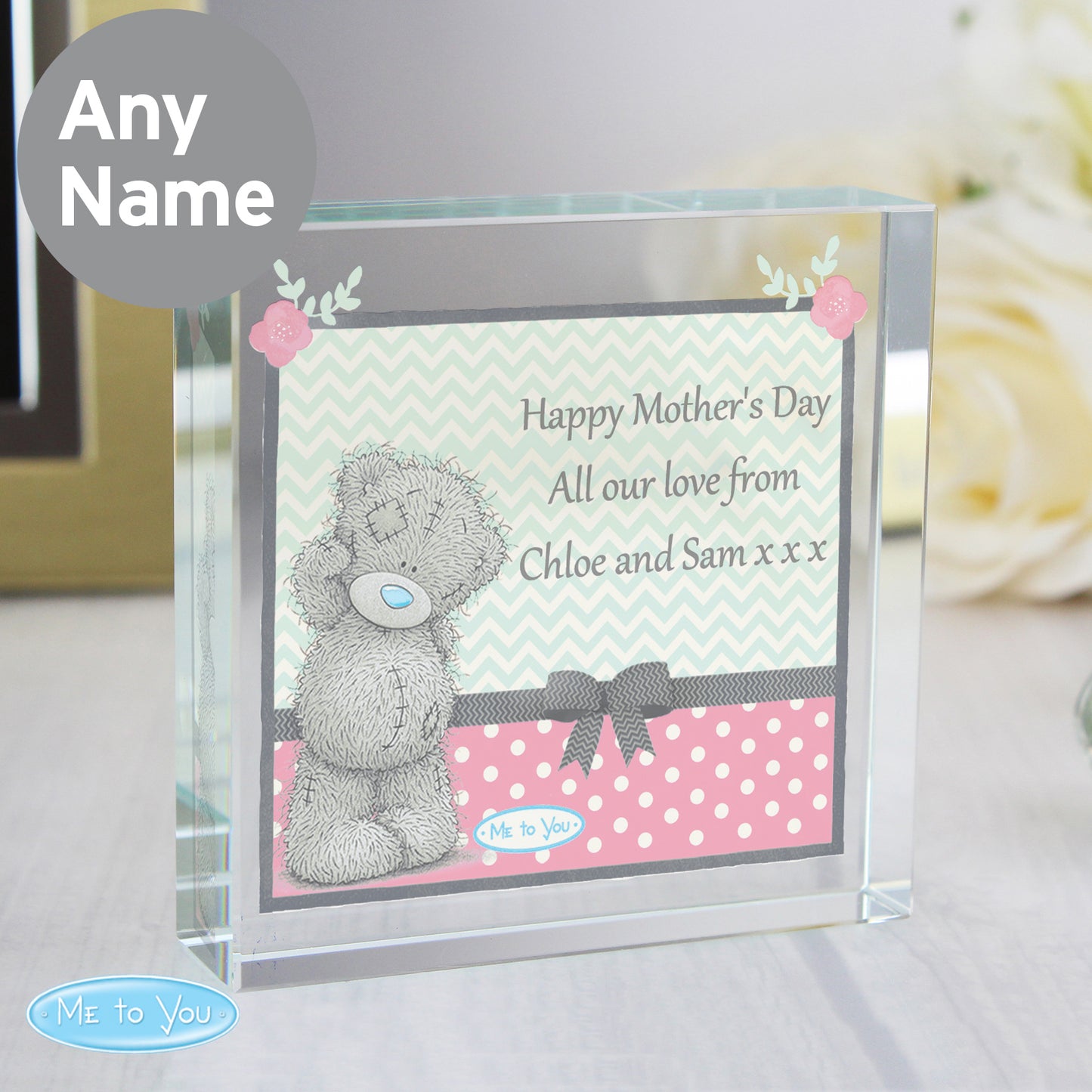 Personalised Me To You Pastel Polka Dot for Her Large Crystal Token - Personalise It!