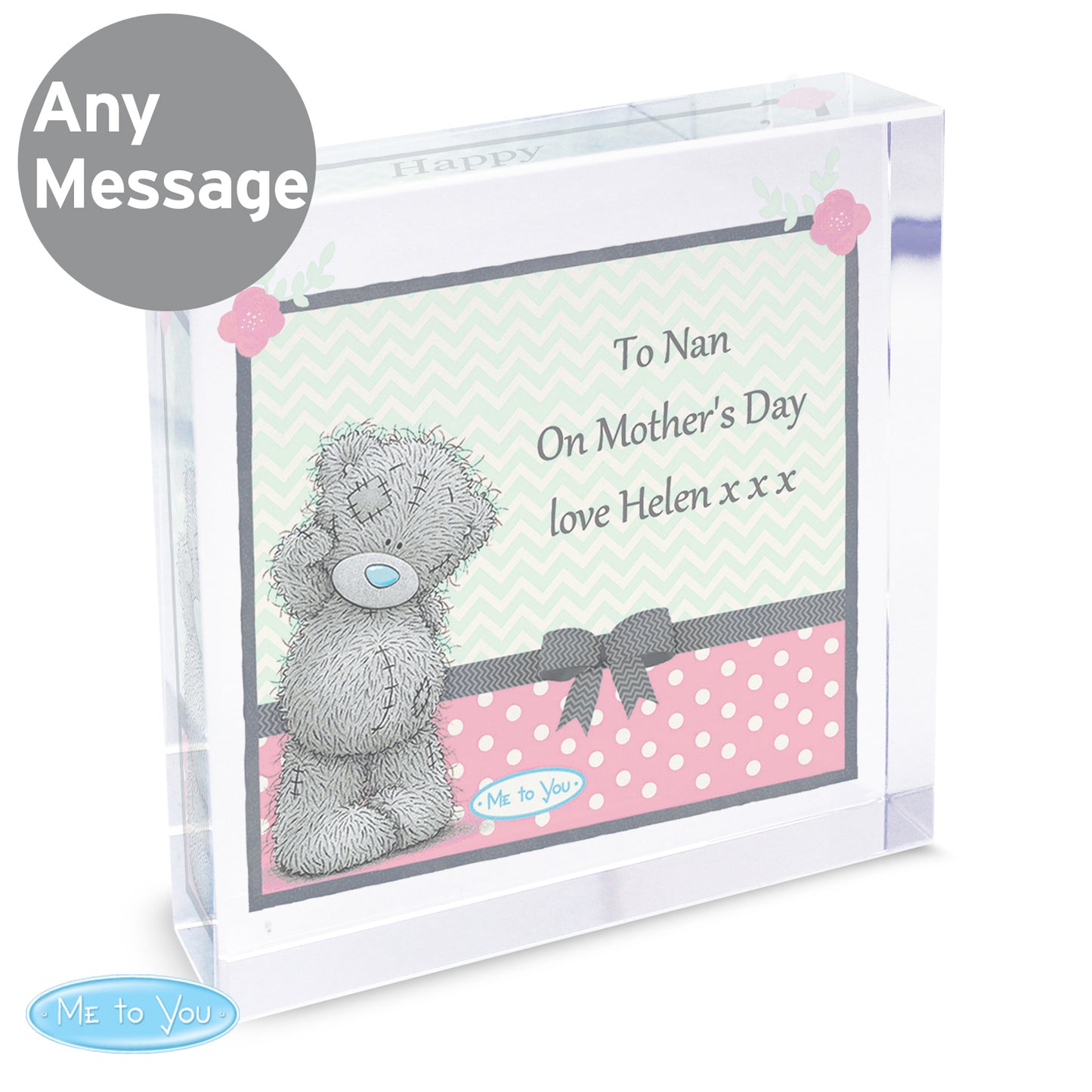 Personalised Me To You Pastel Polka Dot for Her Large Crystal Token - Personalise It!
