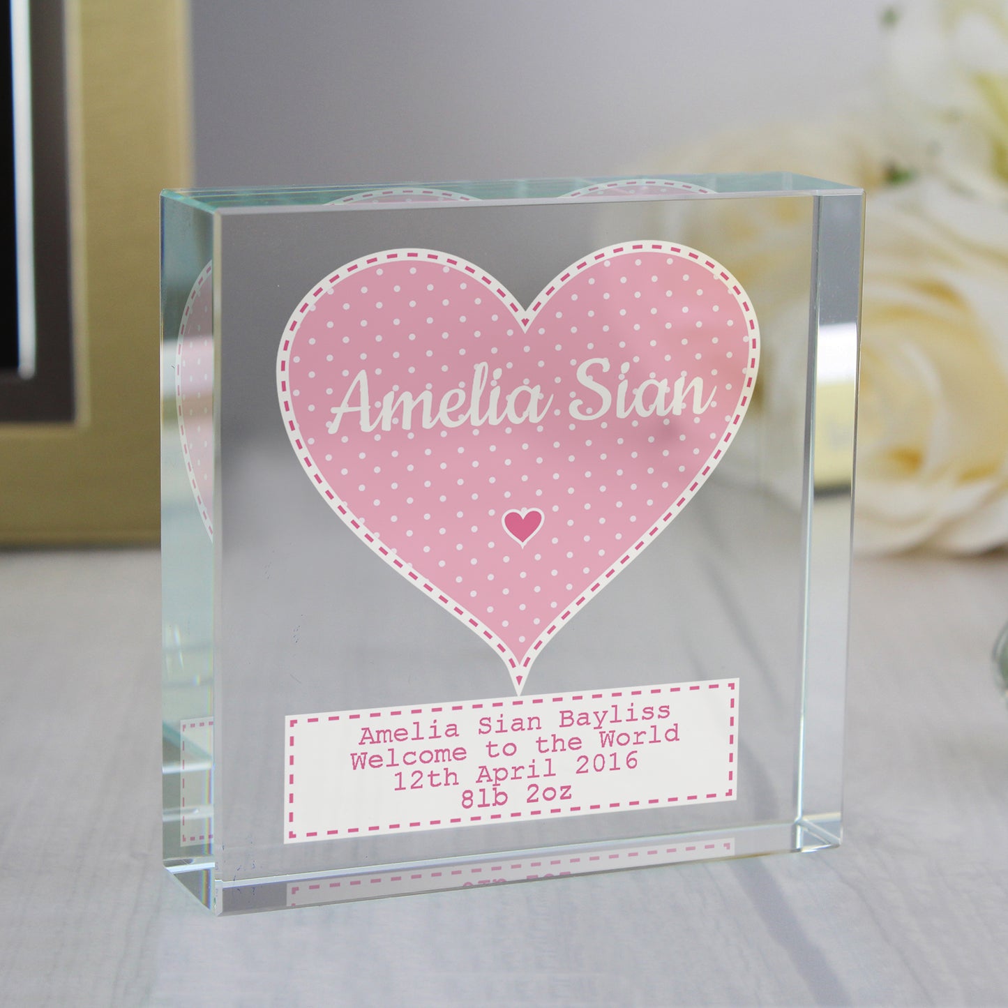 Personalised Stitch & Dot Baby Girl Large Crystal Token - Personalise It!