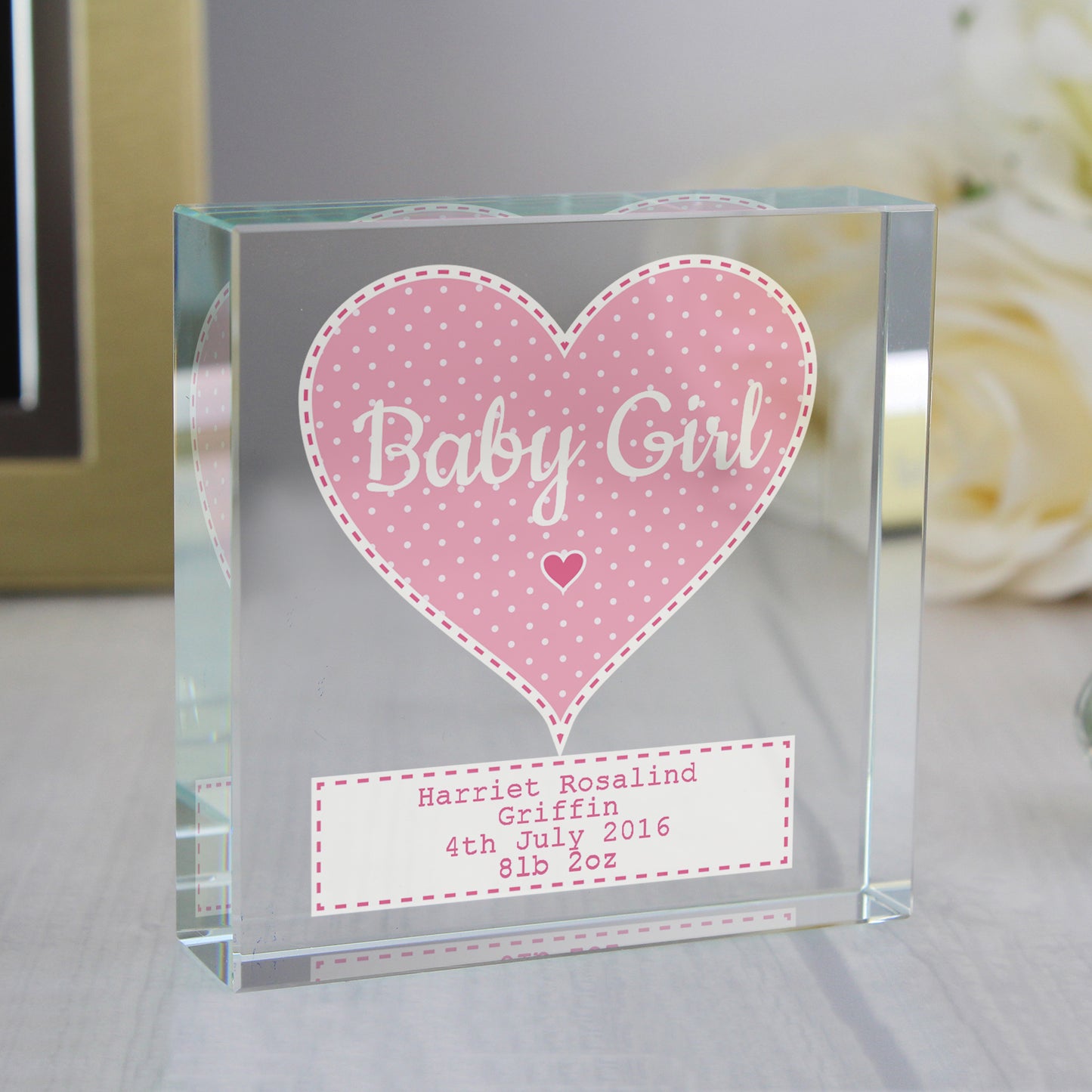Personalised Stitch & Dot Baby Girl Large Crystal Token - Personalise It!