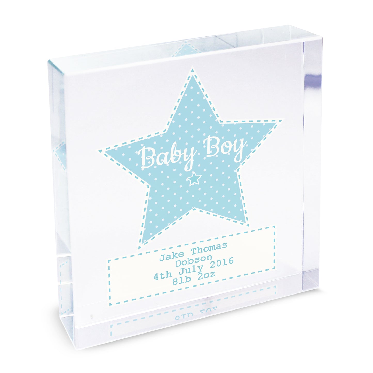 Personalised Stitch & Dot Baby Boy Large Crystal Token - Personalise It!
