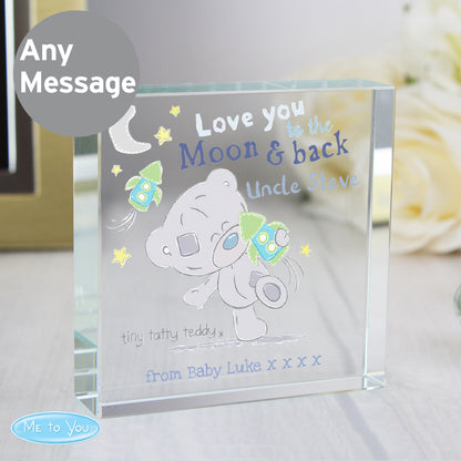 Personalised Tiny Tatty Teddy To the Moon & Back Large Crystal Token - Personalise It!