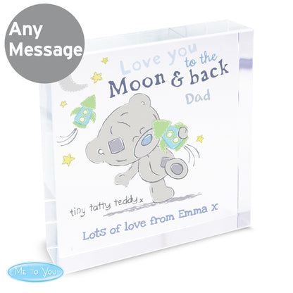 Personalised Tiny Tatty Teddy To the Moon & Back Large Crystal Token - Personalise It!