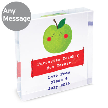 Personalised Apple for the Teacher Large Crystal Token - Personalise It!