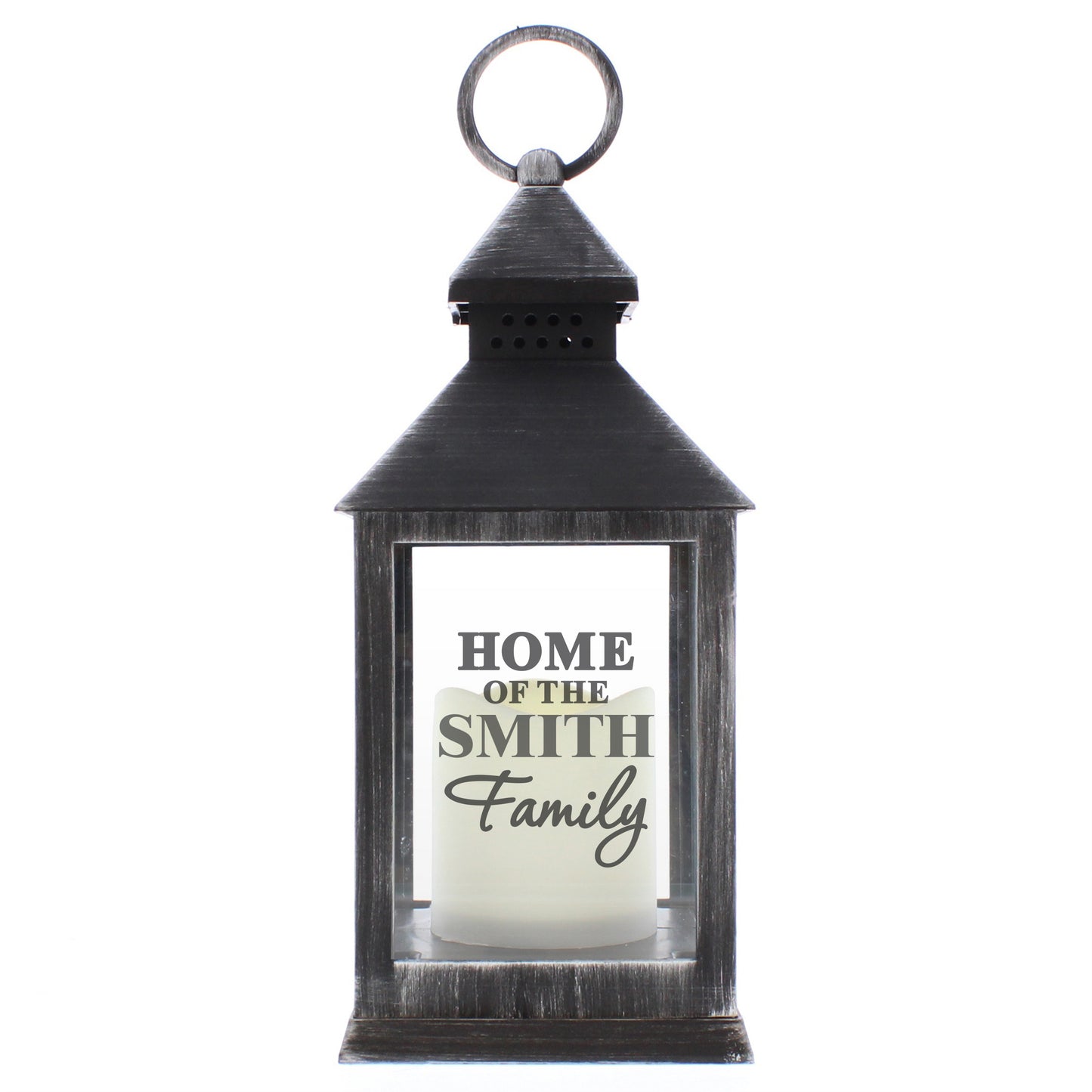 Personalised The Family Rustic Black Lantern - Personalise It!