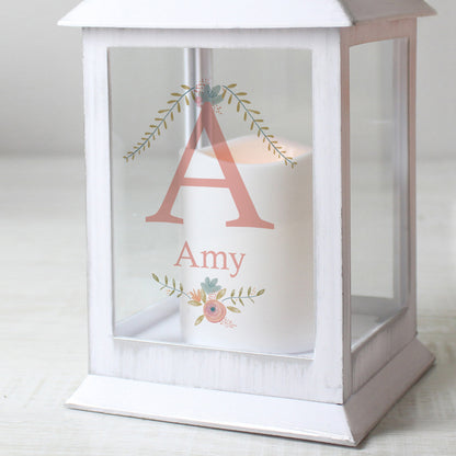 Personalised Floral Bouquet White Lantern - Personalise It!