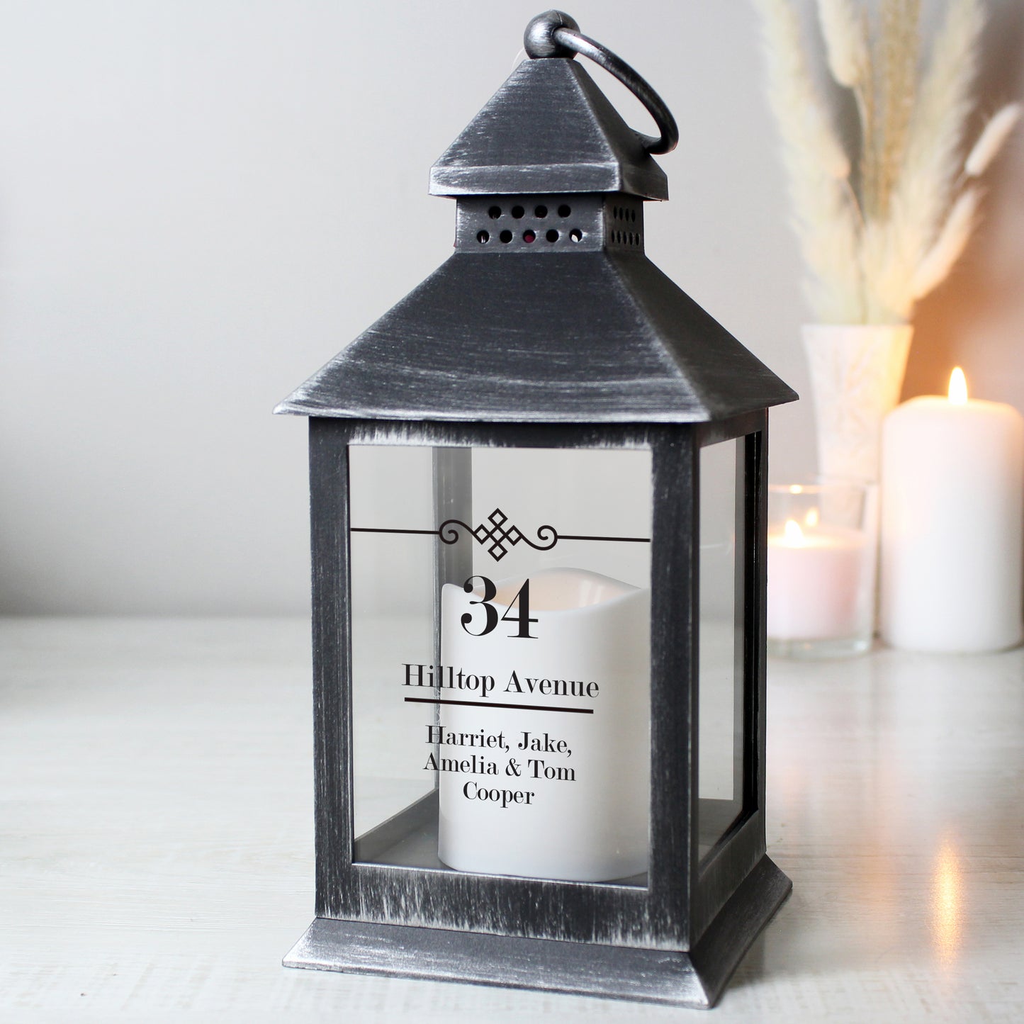 Personalised Elegant Diamond Rustic Black Lantern - Personalise It!