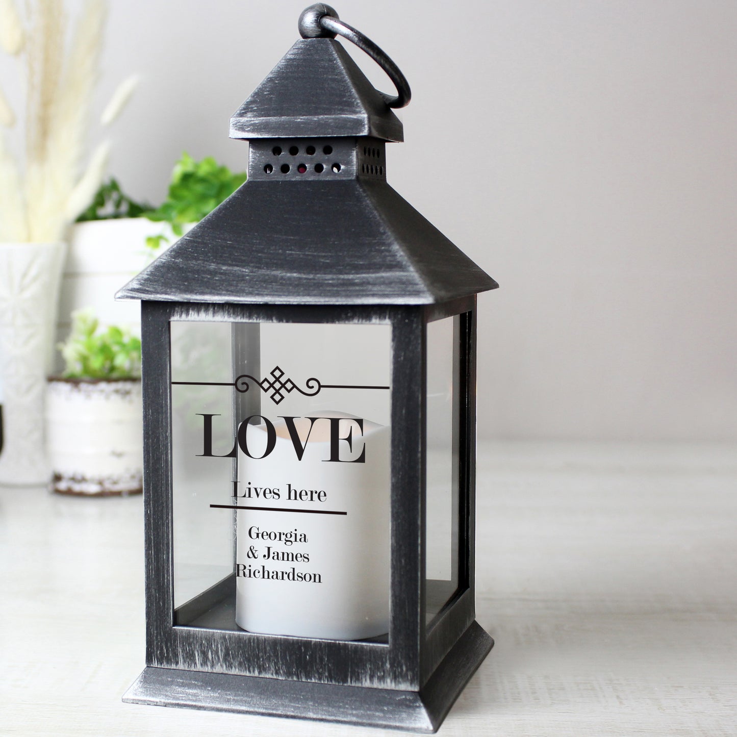Personalised Elegant Diamond Rustic Black Lantern - Personalise It!
