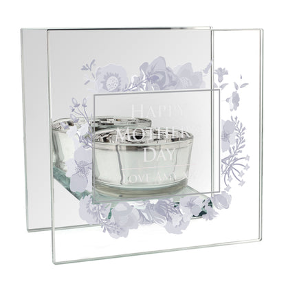 Personalised Soft Watercolour Mirrored Glass Tea Light Candle Holder - Personalise It!