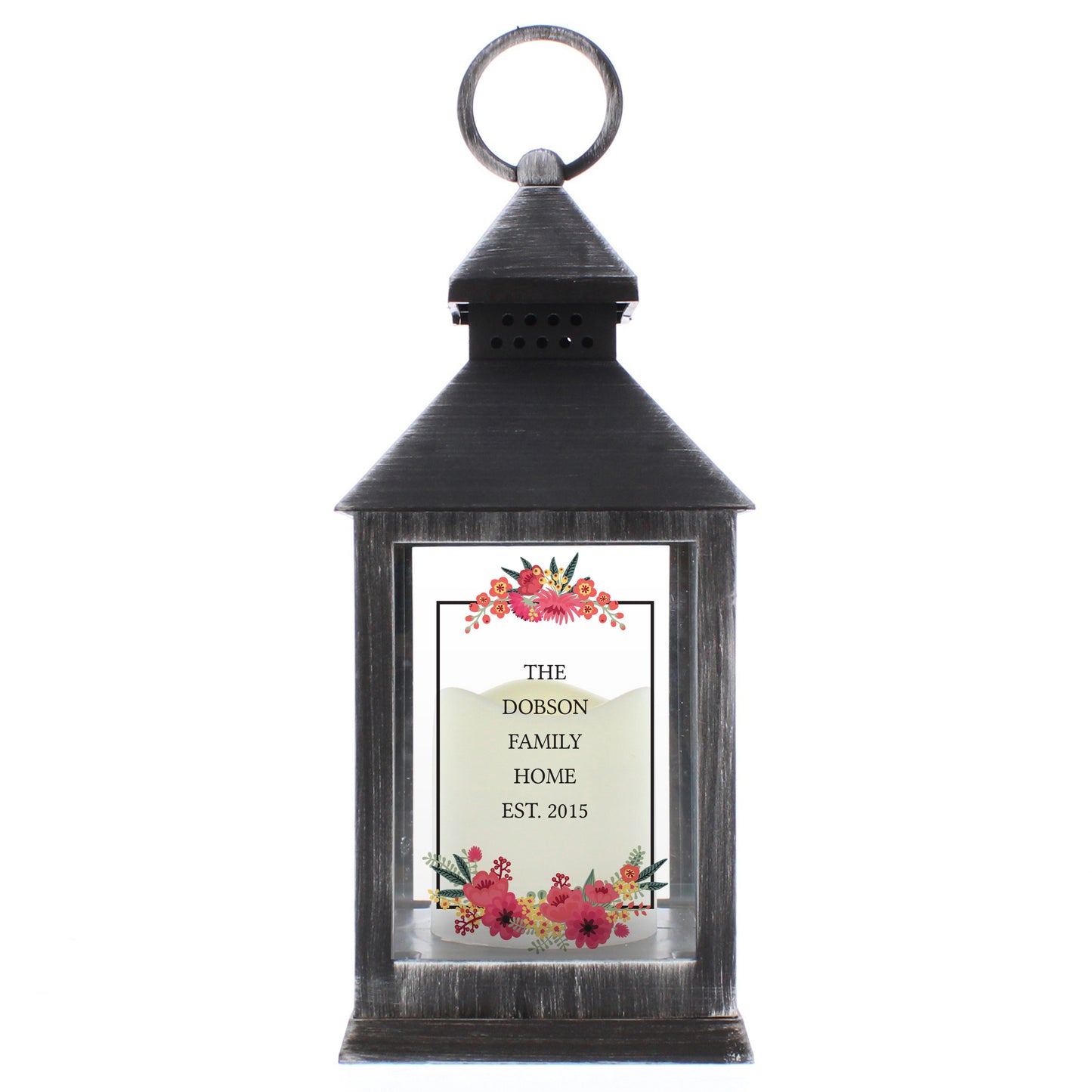 Personalised Floral Rustic Black Lantern - Personalise It!
