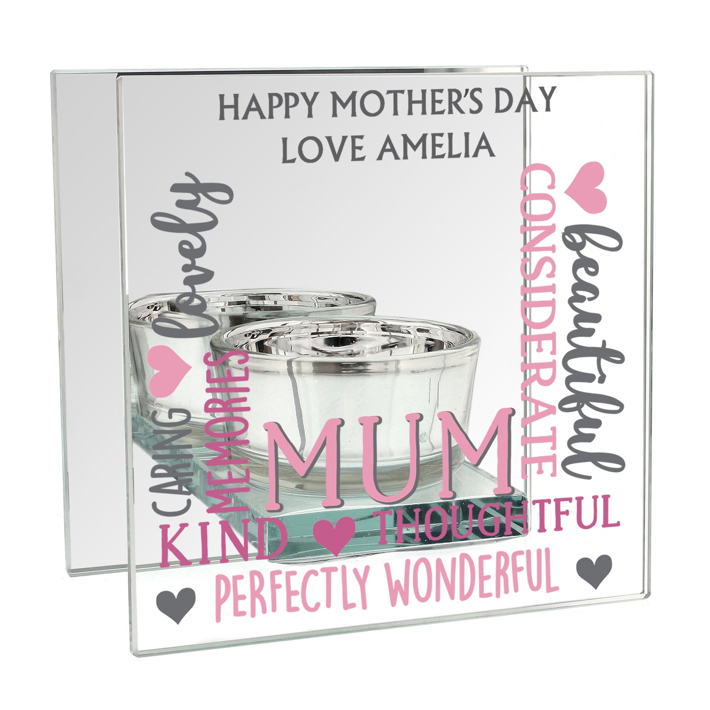 Personalised Mum Mirrored Glass Tea Light Holder - Personalise It!