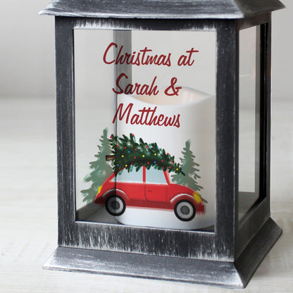 Personalised 'Driving Home For Christmas' Rustic Black Lantern - Personalise It!