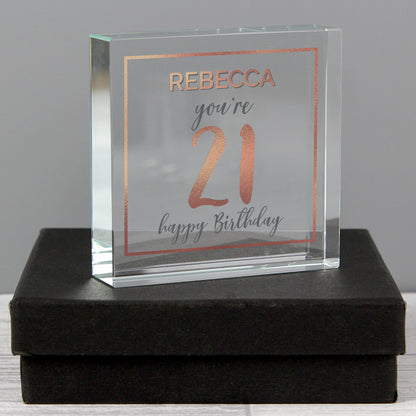 Personalised Birthday Rose Gold Crystal Token - Personalise It!