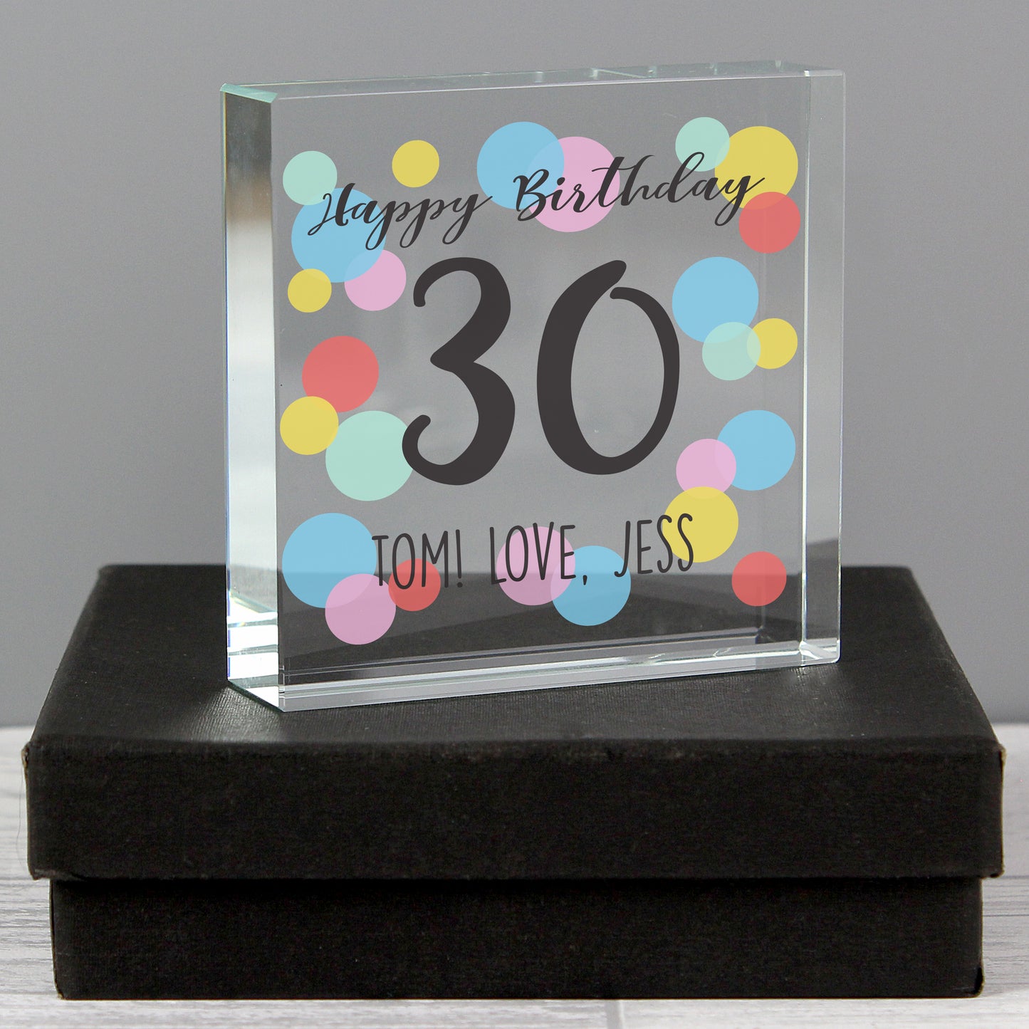 Personalised Birthday Colour Confetti Large Crystal Token - Personalise It!