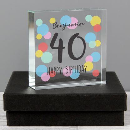Personalised Birthday Colour Confetti Large Crystal Token - Personalise It!