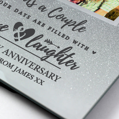 Personalised Anniversary 4x4 Glitter Glass Photo Frame - Personalise It!