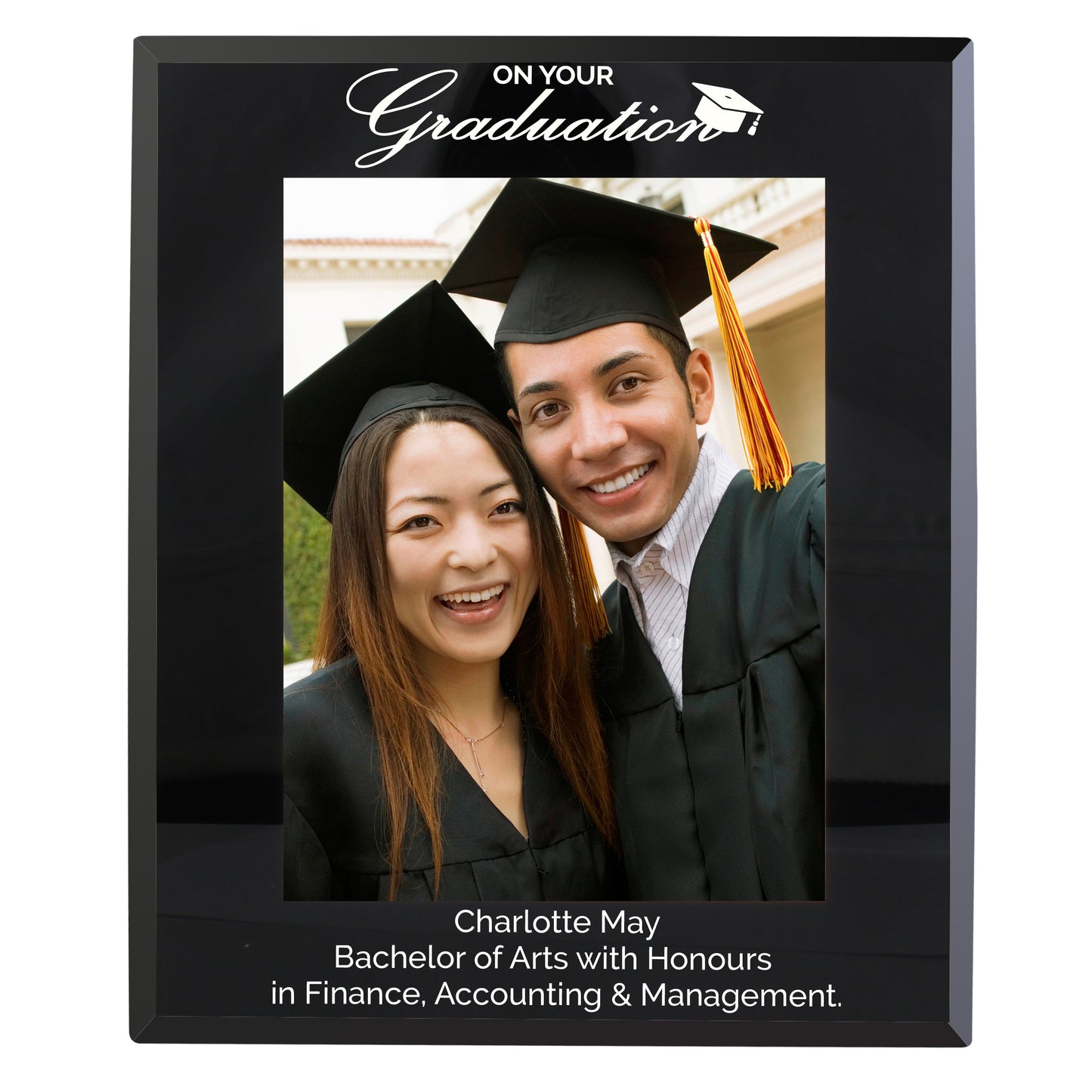 Personalised Graduation Black Glass 5x7 Photo Frame - Personalise It!