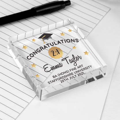 Personalised Congratulations Graduation Large Crystal Token - Personalise It!
