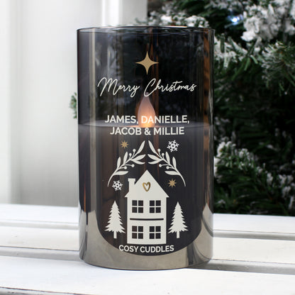 Personalised Christmas Smoked Glass LED Candle - Personalise It!