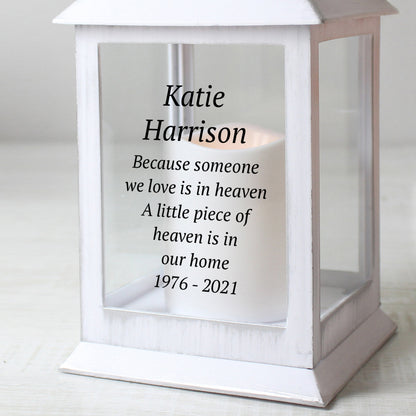 Personalised Memorial White Lantern - Personalise It!