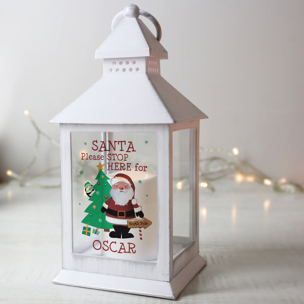 Personalised Santa White Lantern - Personalise It!