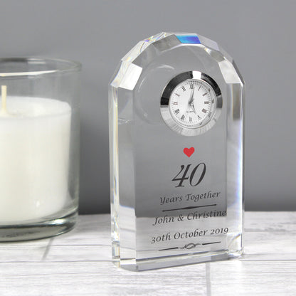Personalised Ruby Anniversary Crystal Clock - Personalise It!