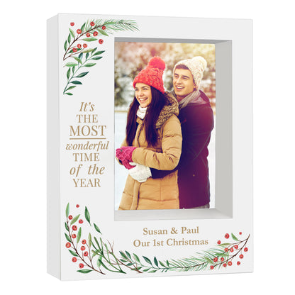 Personalised 'Wonderful Time of The Year Christmas' 5x7 Box Photo Frame - Personalise It!