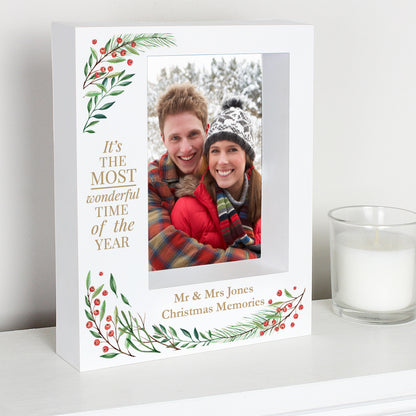 Personalised 'Wonderful Time of The Year Christmas' 5x7 Box Photo Frame - Personalise It!