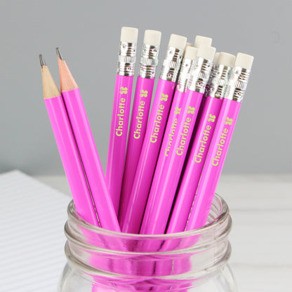 Personalised Butterfly Motif Pink Pencils - Personalise It!