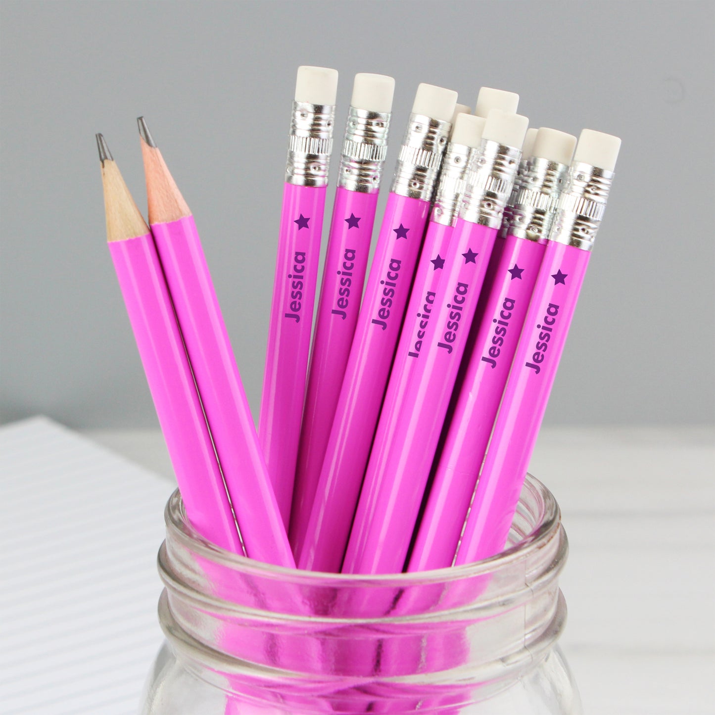 Personalised Star Motif Pink Pencils - Personalise It!