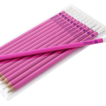 Personalised Star Motif Pink Pencils - Personalise It!