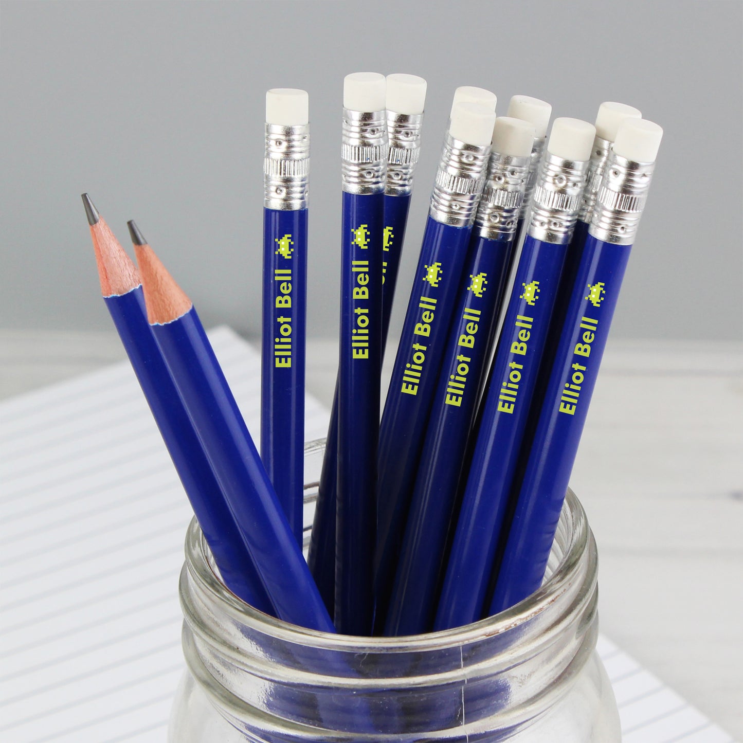Personalised Alien Motif Blue Pencils - Personalise It!