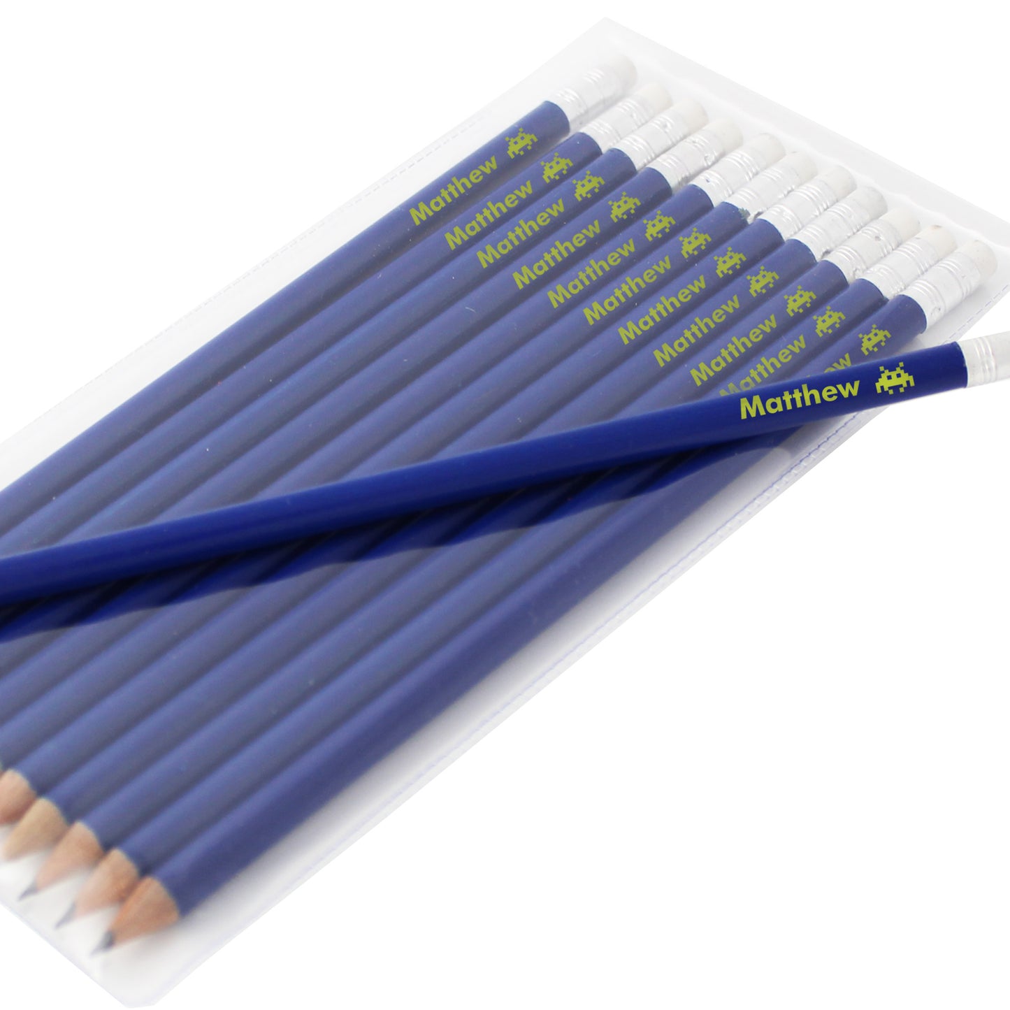 Personalised Alien Motif Blue Pencils - Personalise It!
