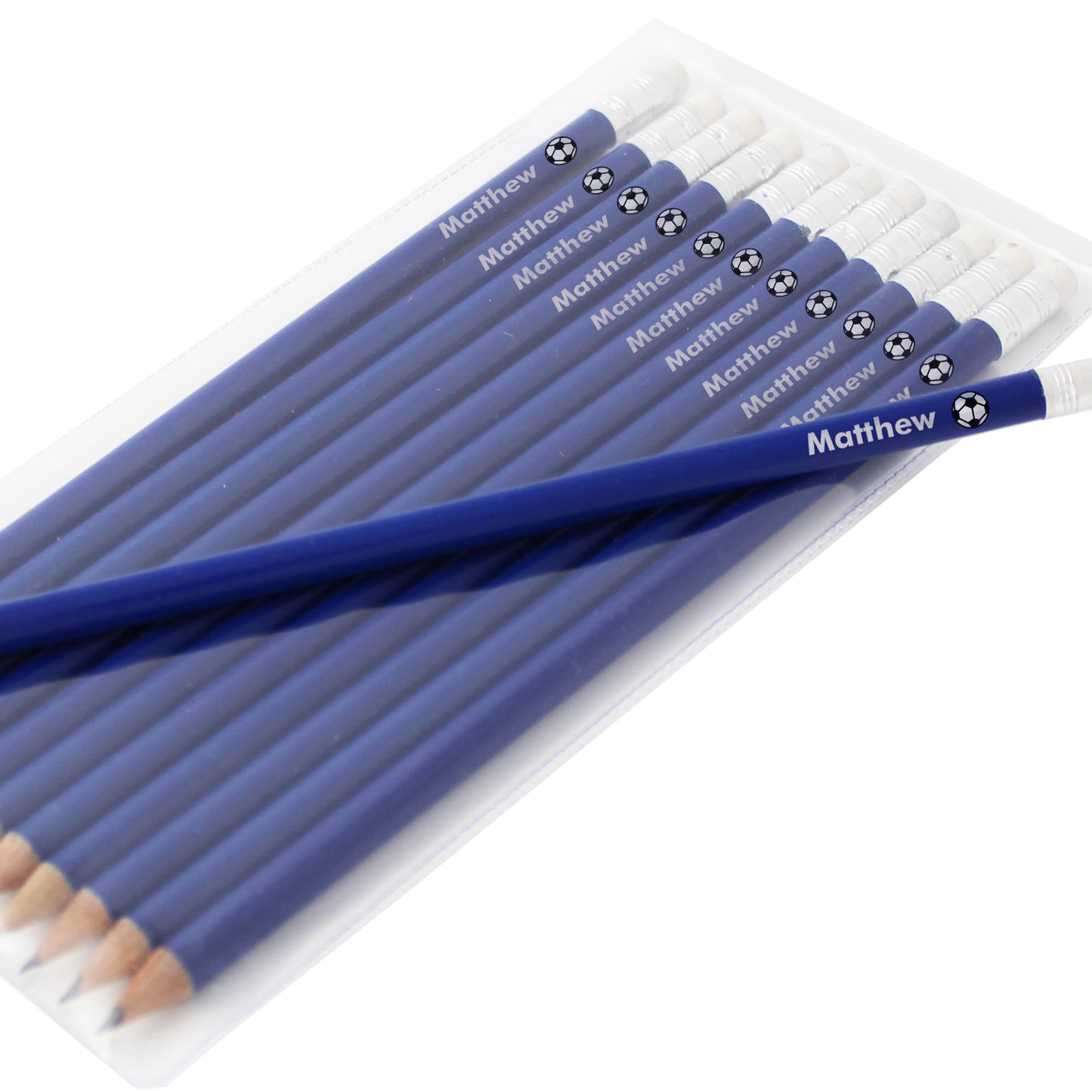Personalised Football Motif Blue Pencils - Personalise It!