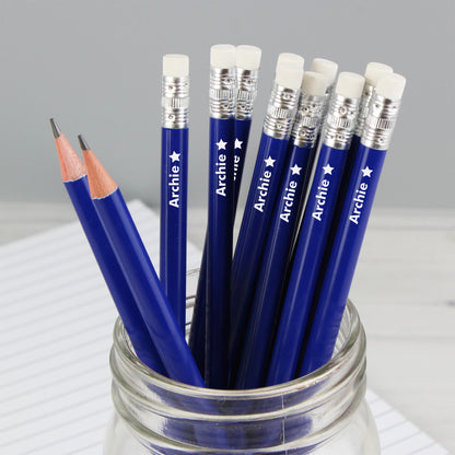 Personalised Star Motif Blue Pencils - Personalise It!
