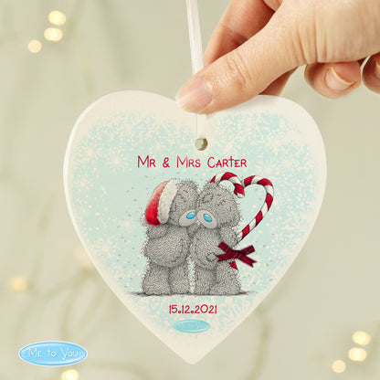 Personalised Me To You Couple Christmas Wooden Heart Decoration - Personalise It!