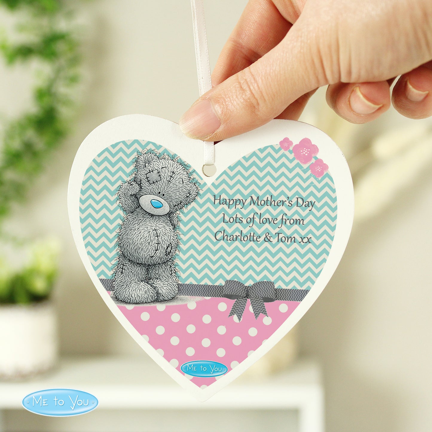 Personalised Me To You Pastel Polka Dot for Her Wooden Heart Decoration - Personalise It!