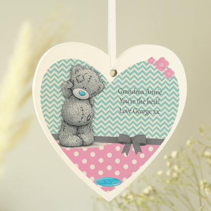 Personalised Me To You Pastel Polka Dot for Her Wooden Heart Decoration - Personalise It!