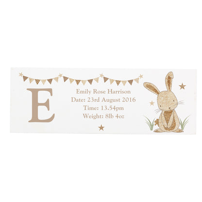 Personalised Hessian Rabbit Wooden Block Sign - Personalise It!