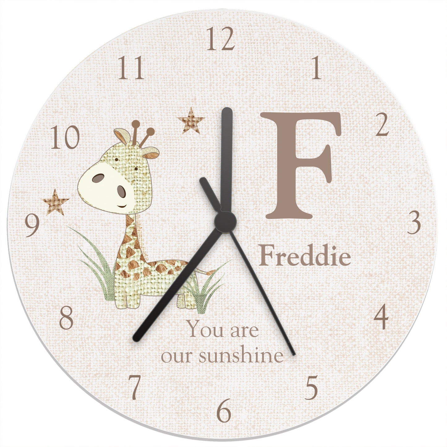 Personalised Hessian Giraffe Shabby Chic Large Wooden Clock - Personalise It!