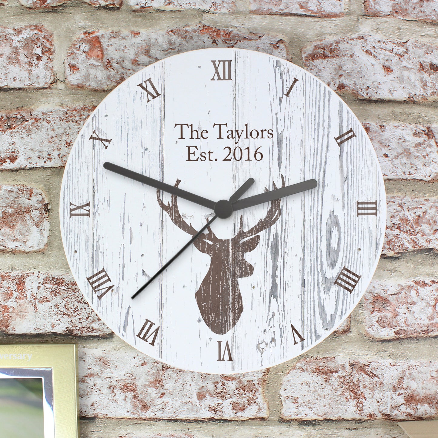 Personalised Highland Stag Shabby Chic Wooden Clock - Personalise It!