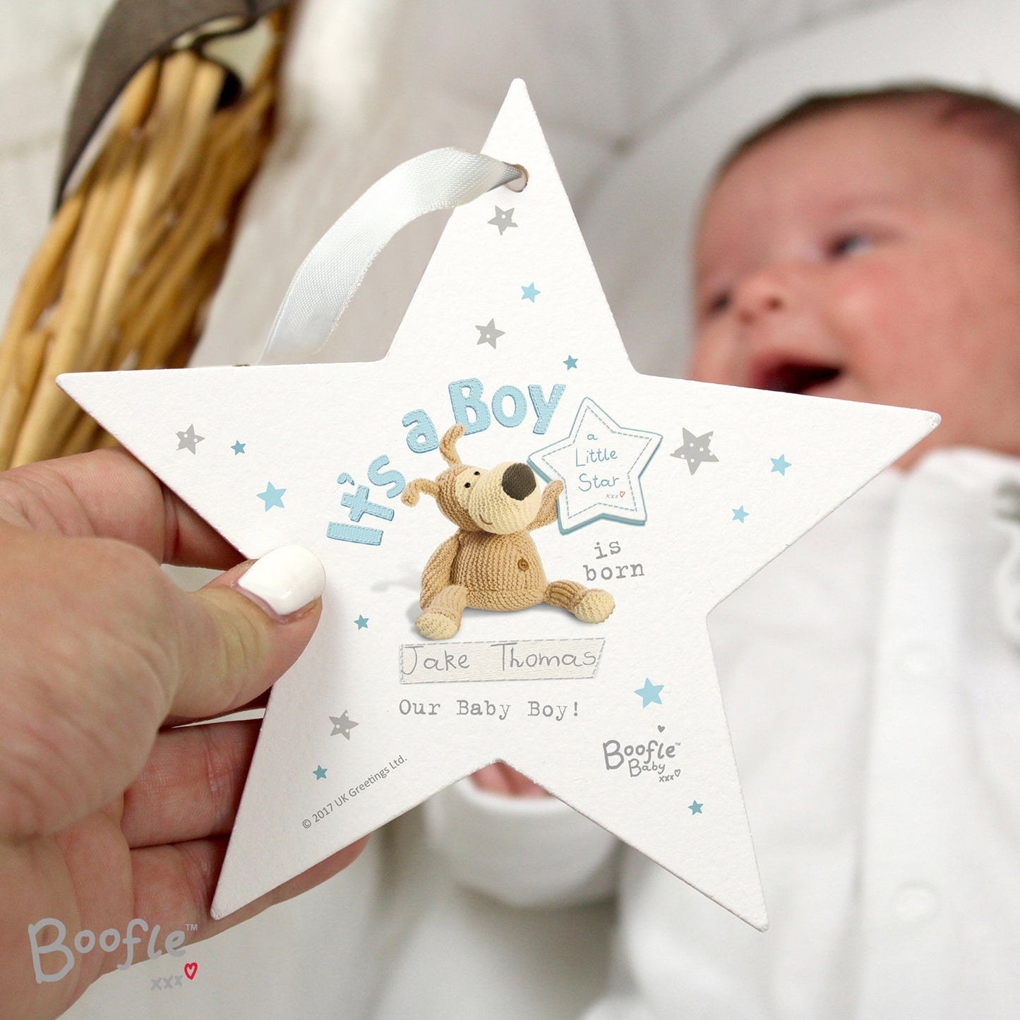 Personalised Boofle Its a Boy Wooden Star Decoration - Personalise It!