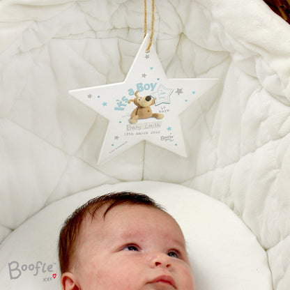 Personalised Boofle Its a Boy Wooden Star Decoration - Personalise It!